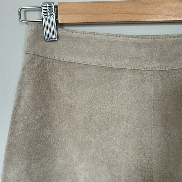 Newport News Suede Tan Patchwork A-line Midi Skirt - Picture 4 of 4